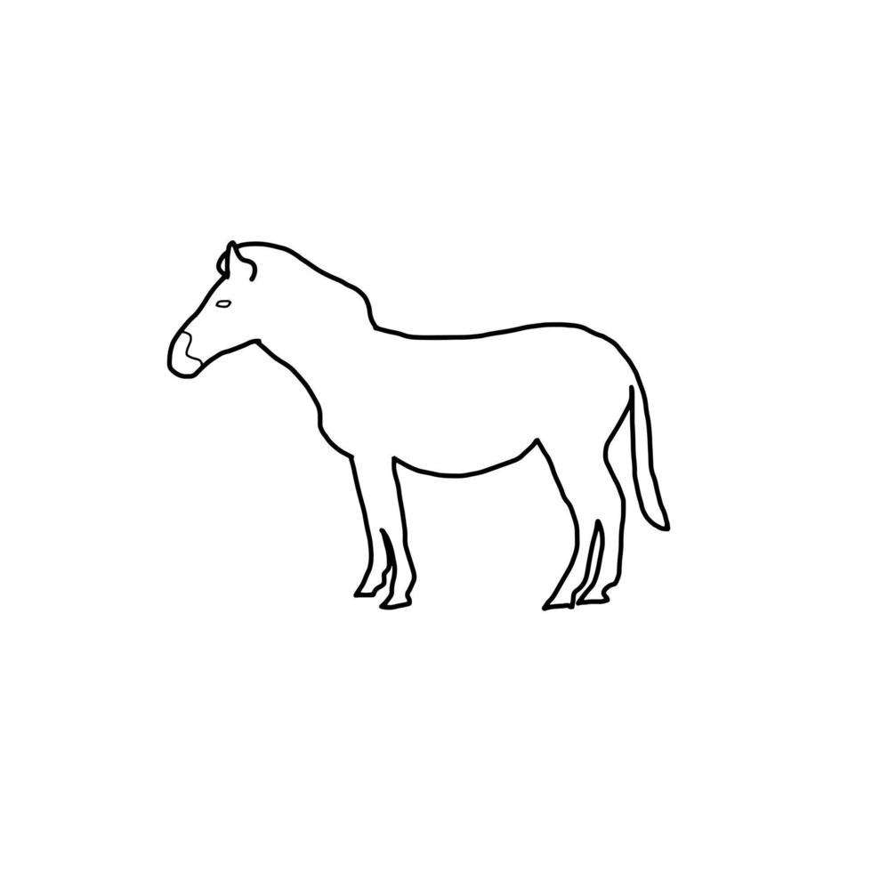 cheval animal dans la forêt doodle de ligne organique dessiné à la main vecteur