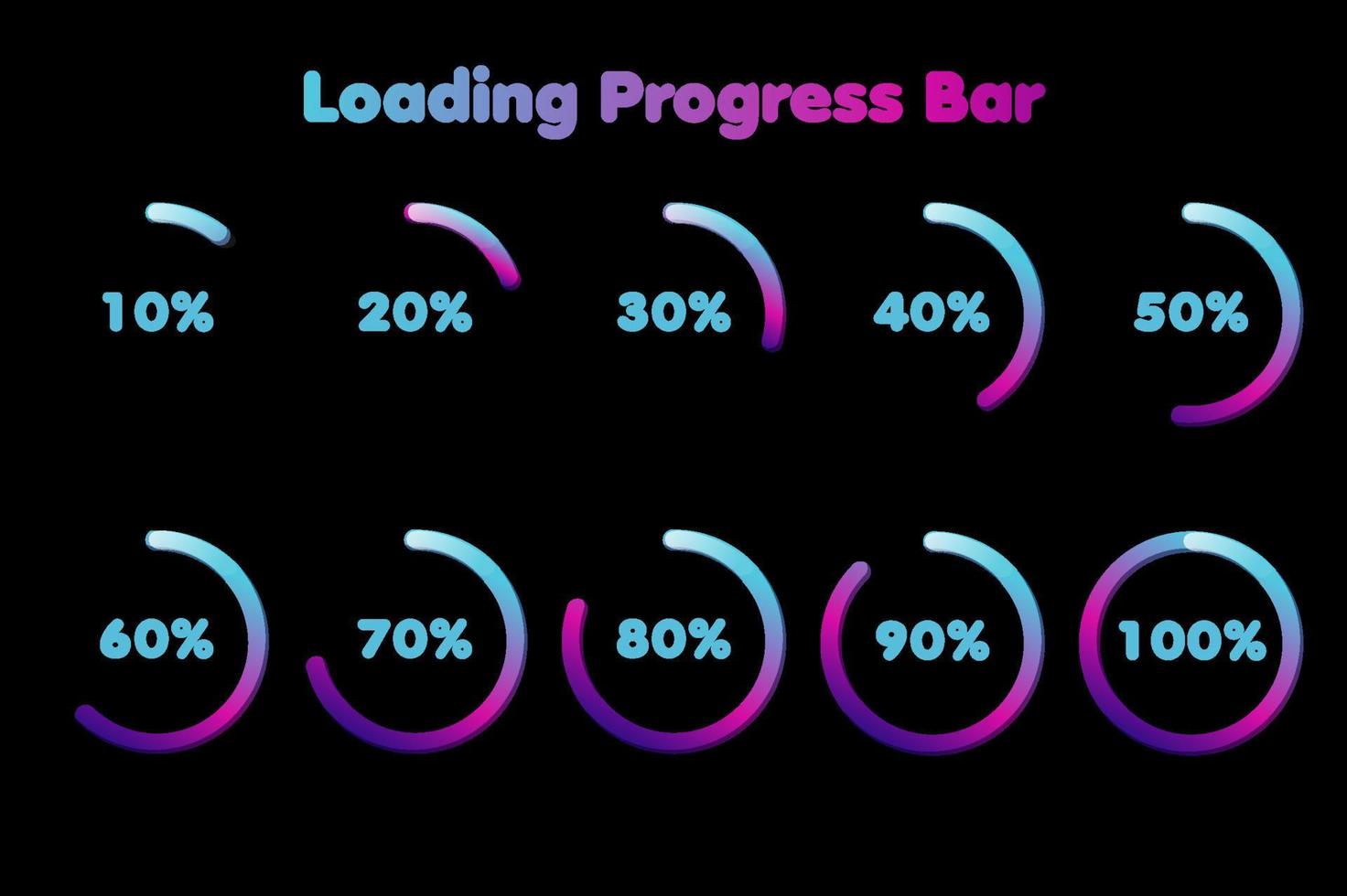 chargement de la barre de progression. ensemble de chargement de cercle ou pourcentage de progression. éléments de conception d'infographie. vecteur