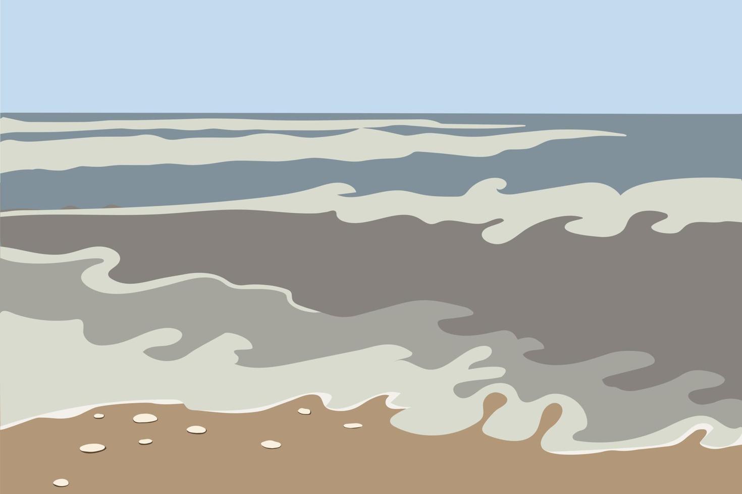 paysage abstrait de la mer. vagues de l'océan, rochers sur le rivage. abstrait élégant avec littoral tropical vecteur