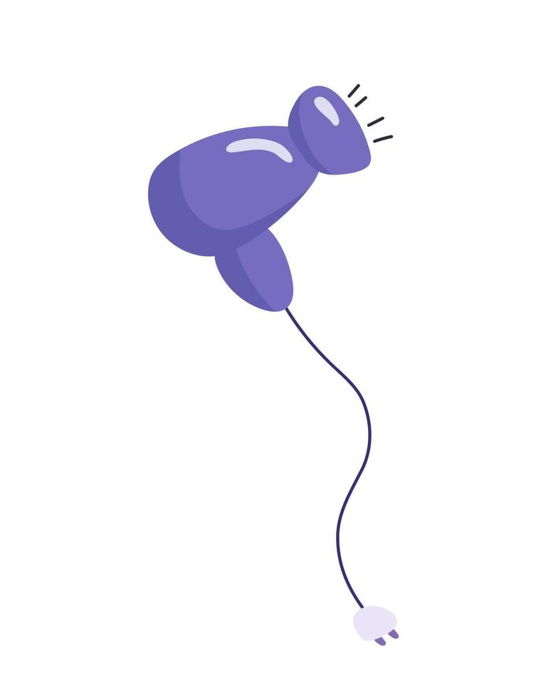 sèche-cheveux violet dessiné à la main de dessin animé mignon. appareil électrique isolé sur fond blanc. illustration vectorielle plane. vecteur