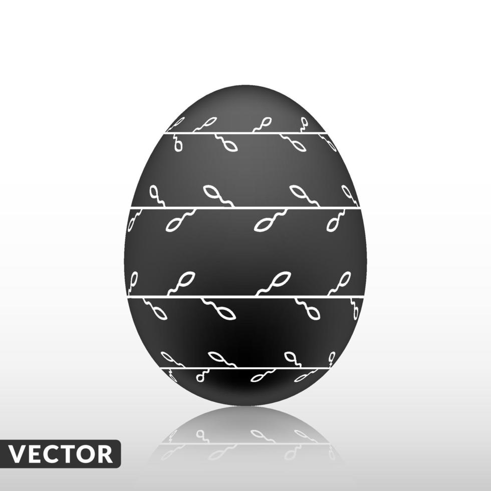 oeuf de pâques noir avec motif exotique, vecteur, illustration. vecteur