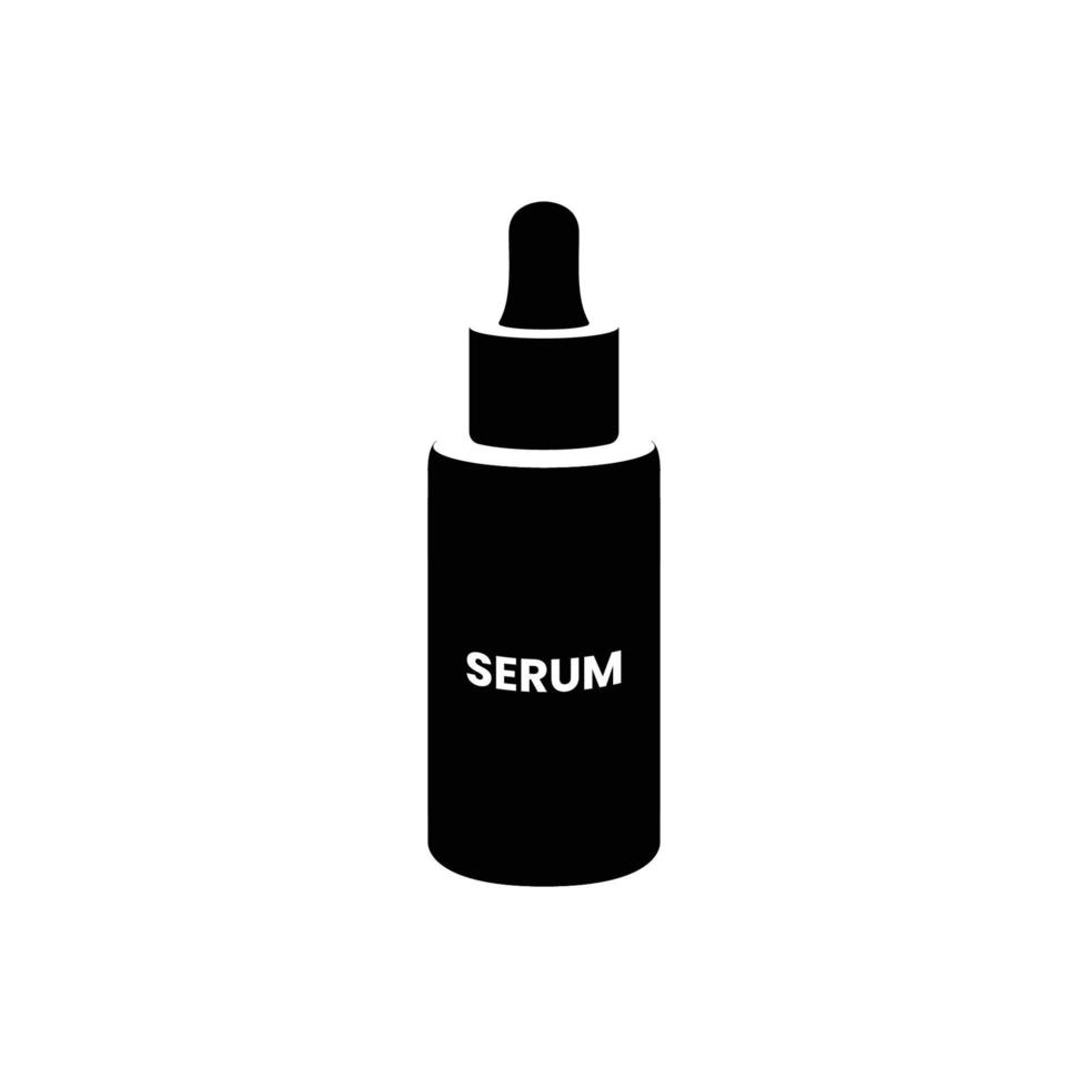 silhouette de bouteille de sérum. élément de design icône noir et blanc sur fond blanc isolé vecteur