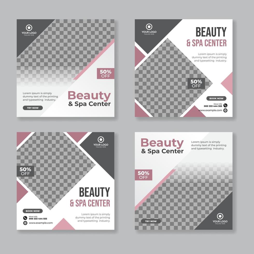 publication sur les réseaux sociaux de promotion de la beauté et du spa vecteur