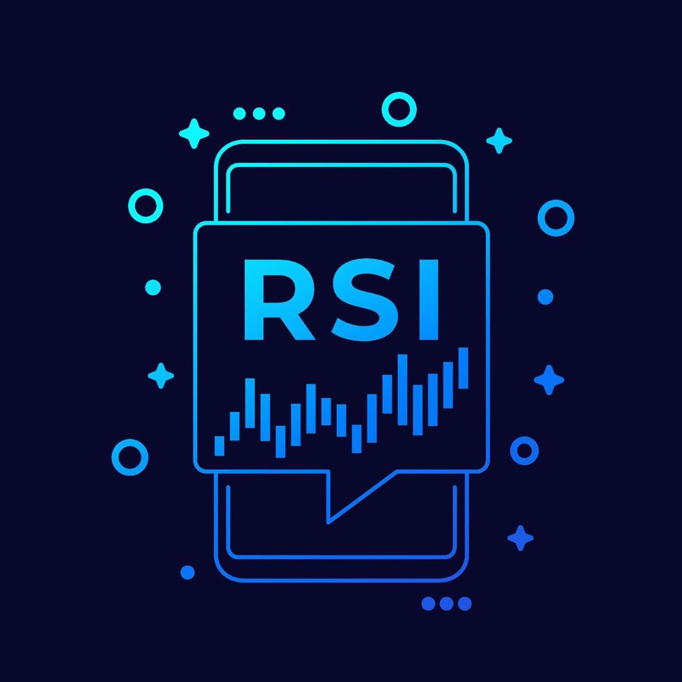 icône d'indicateur de trading rsi avec téléphone intelligent vecteur