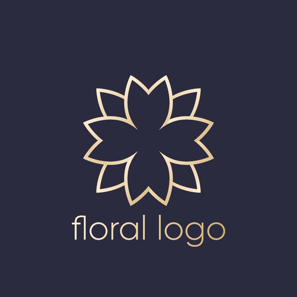 création de logo floral, or sur fond noir vecteur