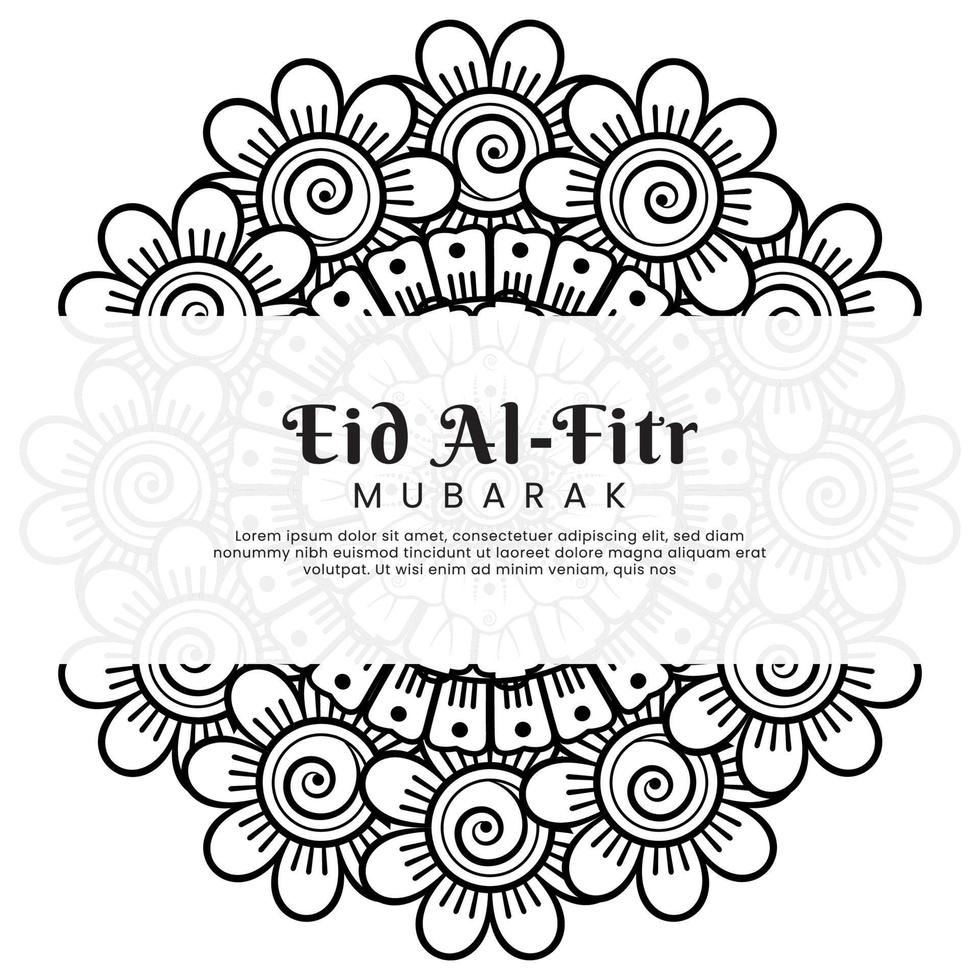 eid al-fitr avec fond de fleur de mehndi. illustration abstraite vecteur