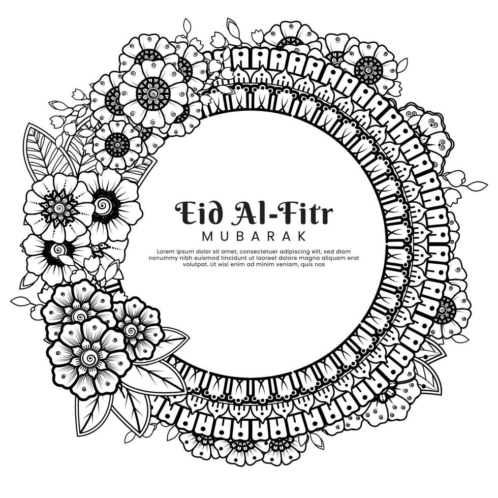 eid al-fitr avec fond de fleur de mehndi. illustration abstraite vecteur