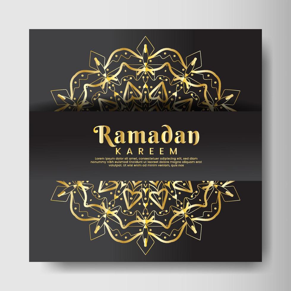 ramadan kareem avec fond de mandala. conception pour votre date, carte postale, bannière, logo. vecteur