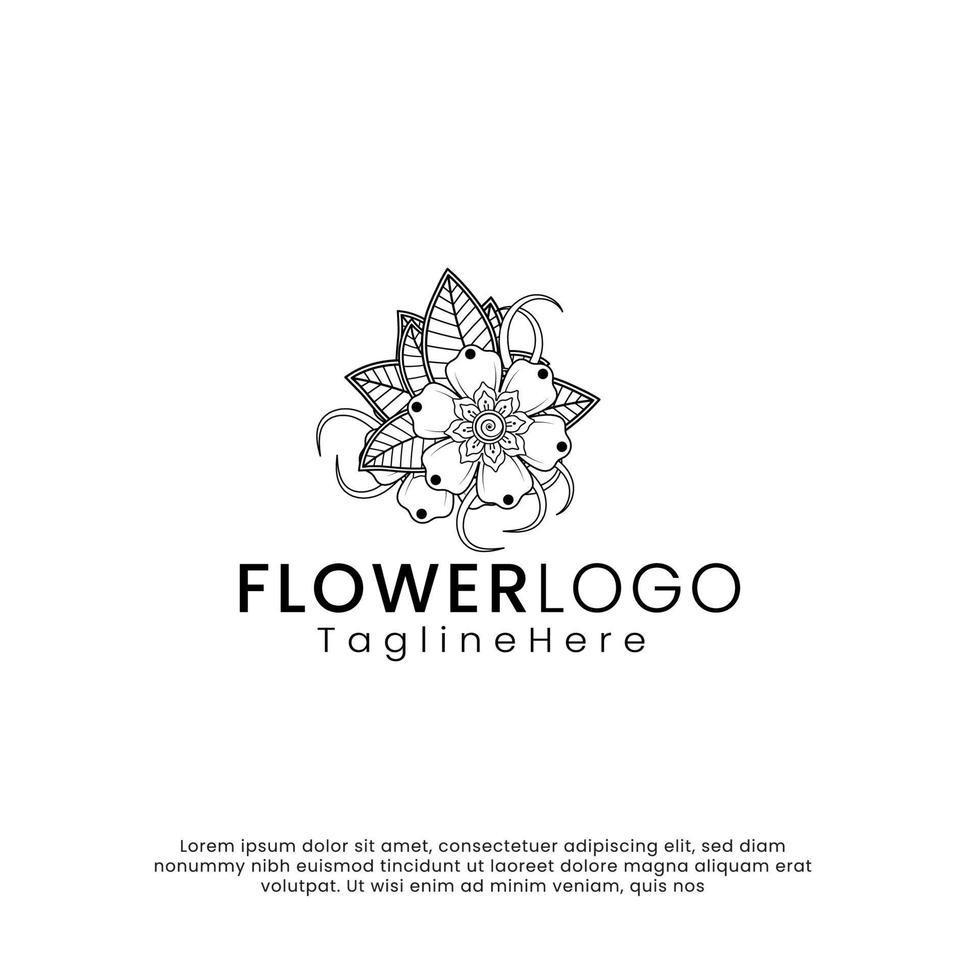 logo de fleur de beauté d'art en ligne. création de logo d'inspiration. illustration vectorielle de modèle. isolé sur fond blanc vecteur