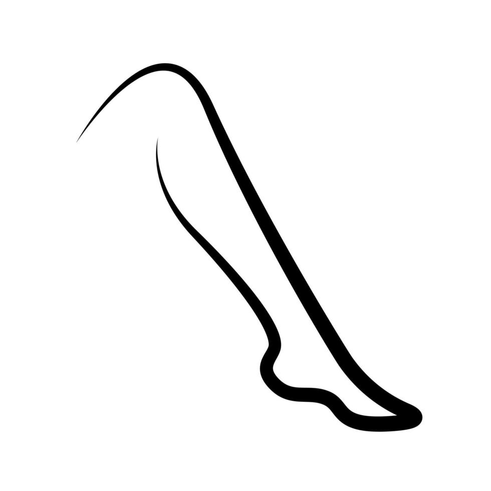 concept de contour de jambe dessiné à la main. forme de ligne noire. symbole de l'anatomie de la silhouette. illustration vectorielle isolée vecteur