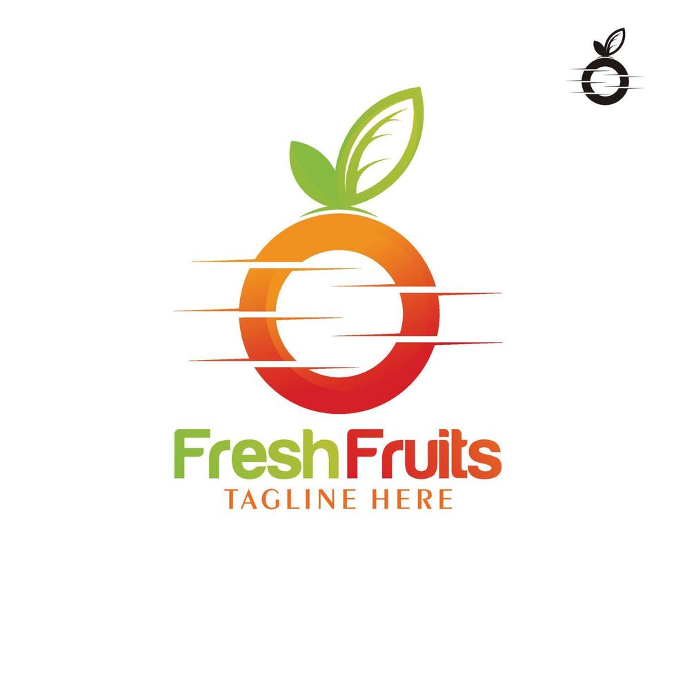 vecteur d'icône de logo de fruits frais isolé