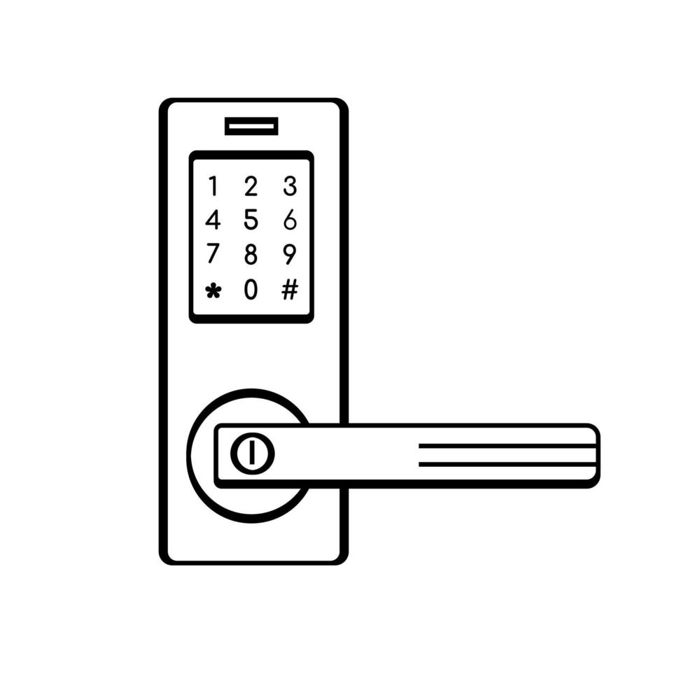 icône de ligne de poignée de porte numérique. dispositif de sécurité. prestation hôtelière. illustration vectorielle sur fond blanc vecteur