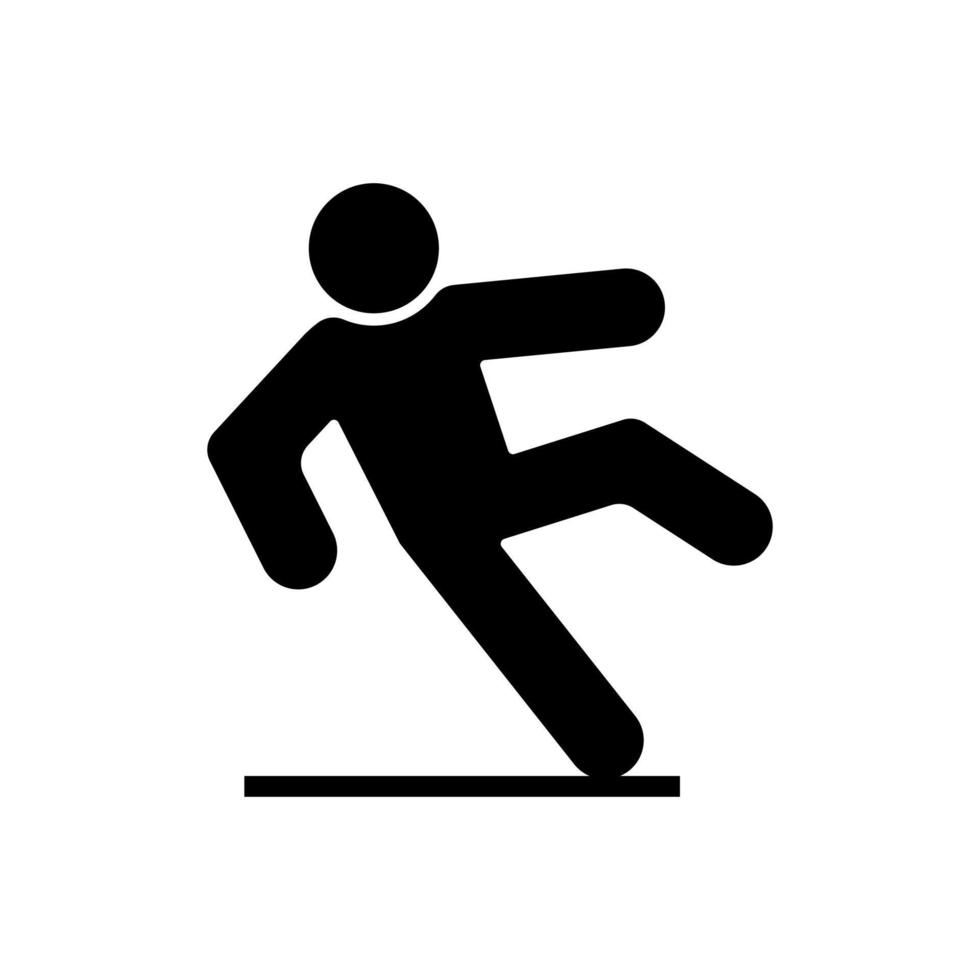 attention sol glissant. panneau d'information d'avertissement. icône de l'homme de glissement. illustration vectorielle vecteur