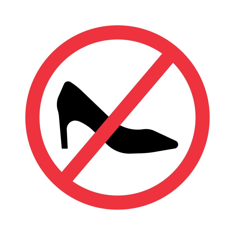 signe interdit aux femmes. pas pour les filles, arrêtez le symbole. icône de chaussure de dame. panneau d'interdiction rouge. illustration vectorielle vecteur