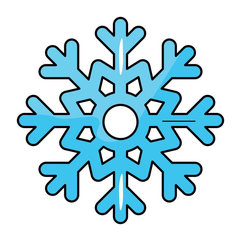 icône plate accrocheuse de flocon de neige vecteur