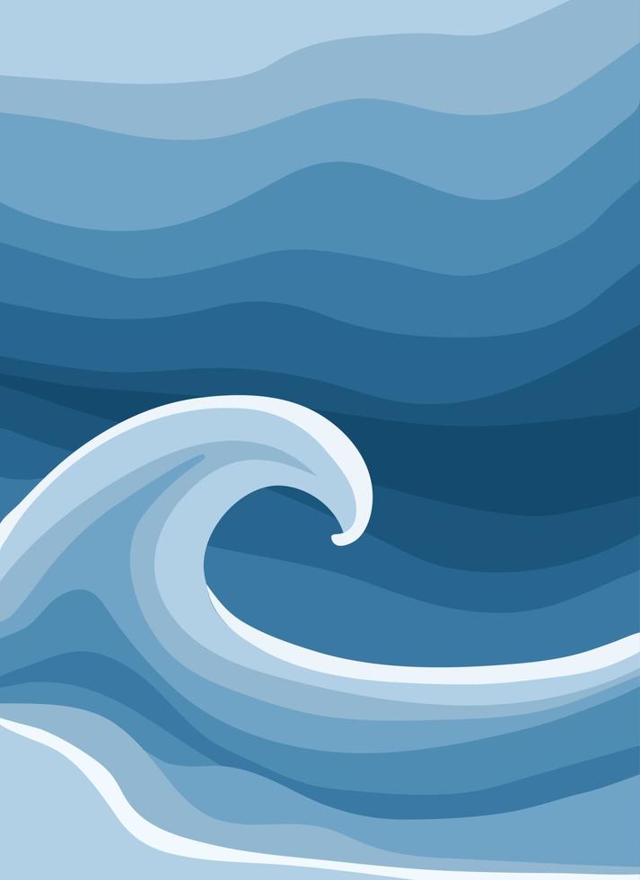 vague de la mer. fond élégant abstrait de l'océan avec littoral tropical. eau bleue et ciel de différentes nuances vecteur