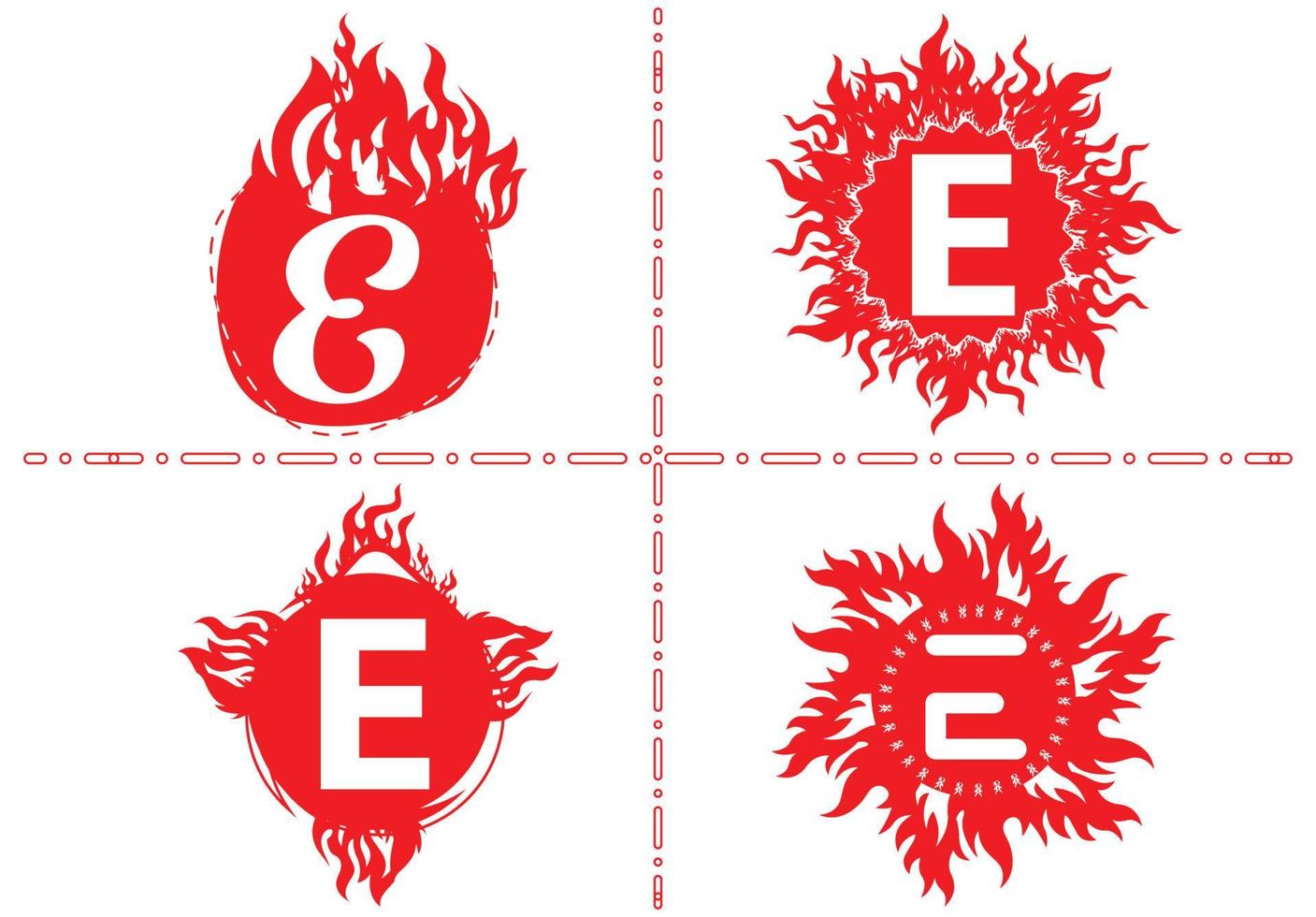 feu e lettre logo et modèle de conception d'icône vecteur
