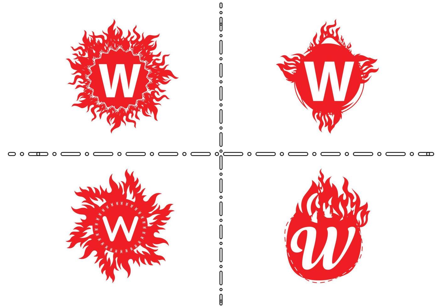 feu w lettre logo et modèle de conception d'icône vecteur