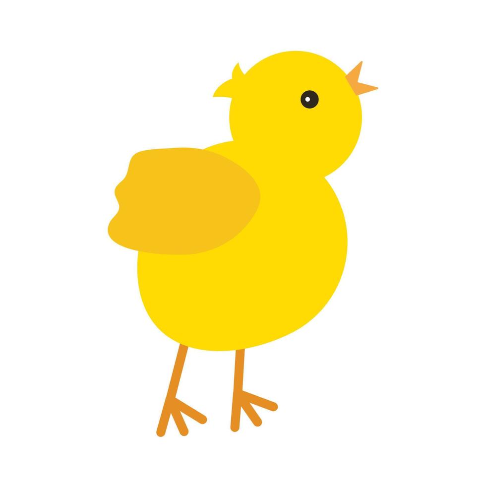 joli tweet jaune de poulet pour bébé, pour la conception de pâques. petit poussin de dessin animé jaune. illustration vectorielle isolée sur fond blanc vecteur