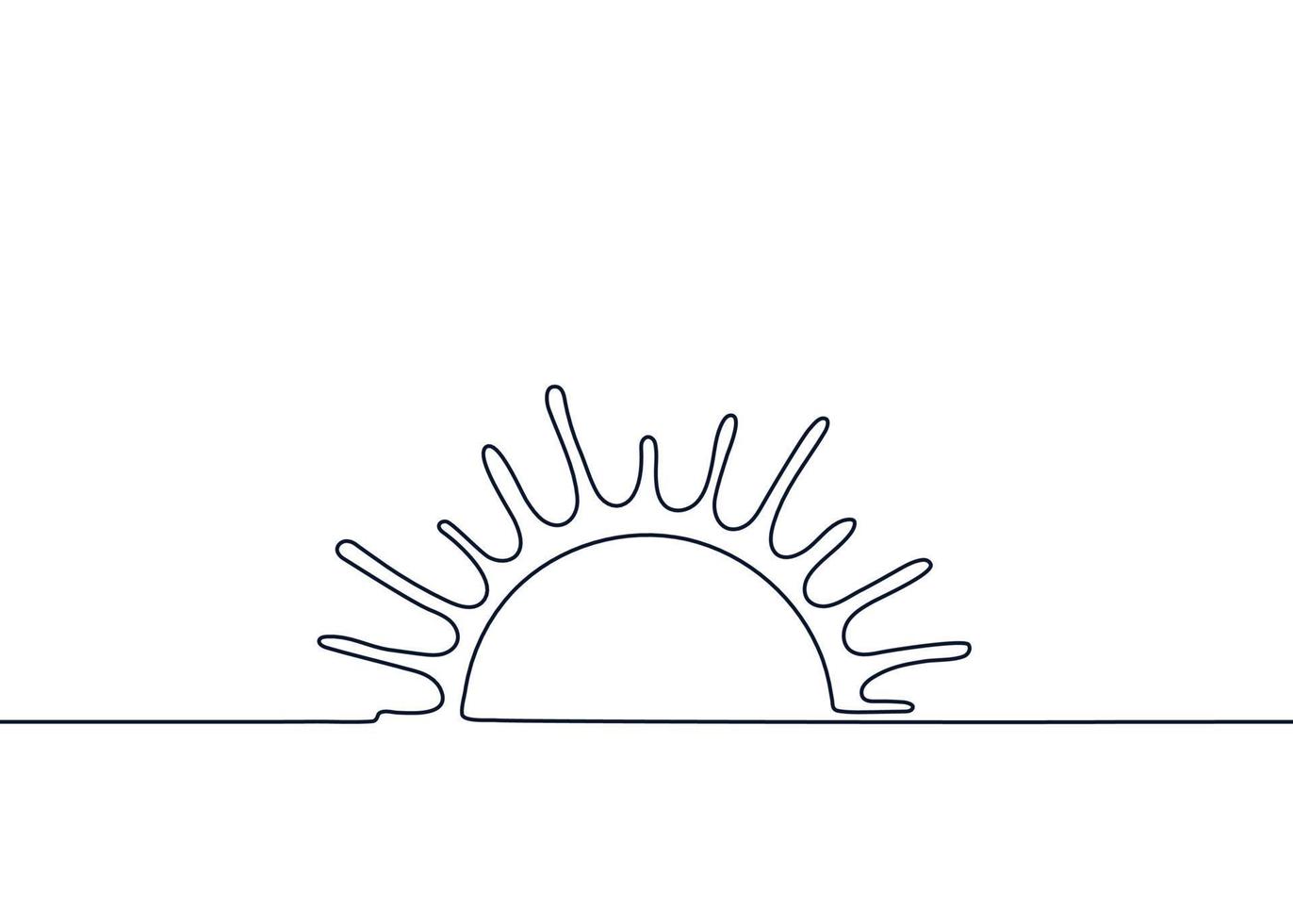 soleil une ligne continue noire, contour du coucher et du lever du soleil. un dessin au trait. illustration vectorielle vecteur