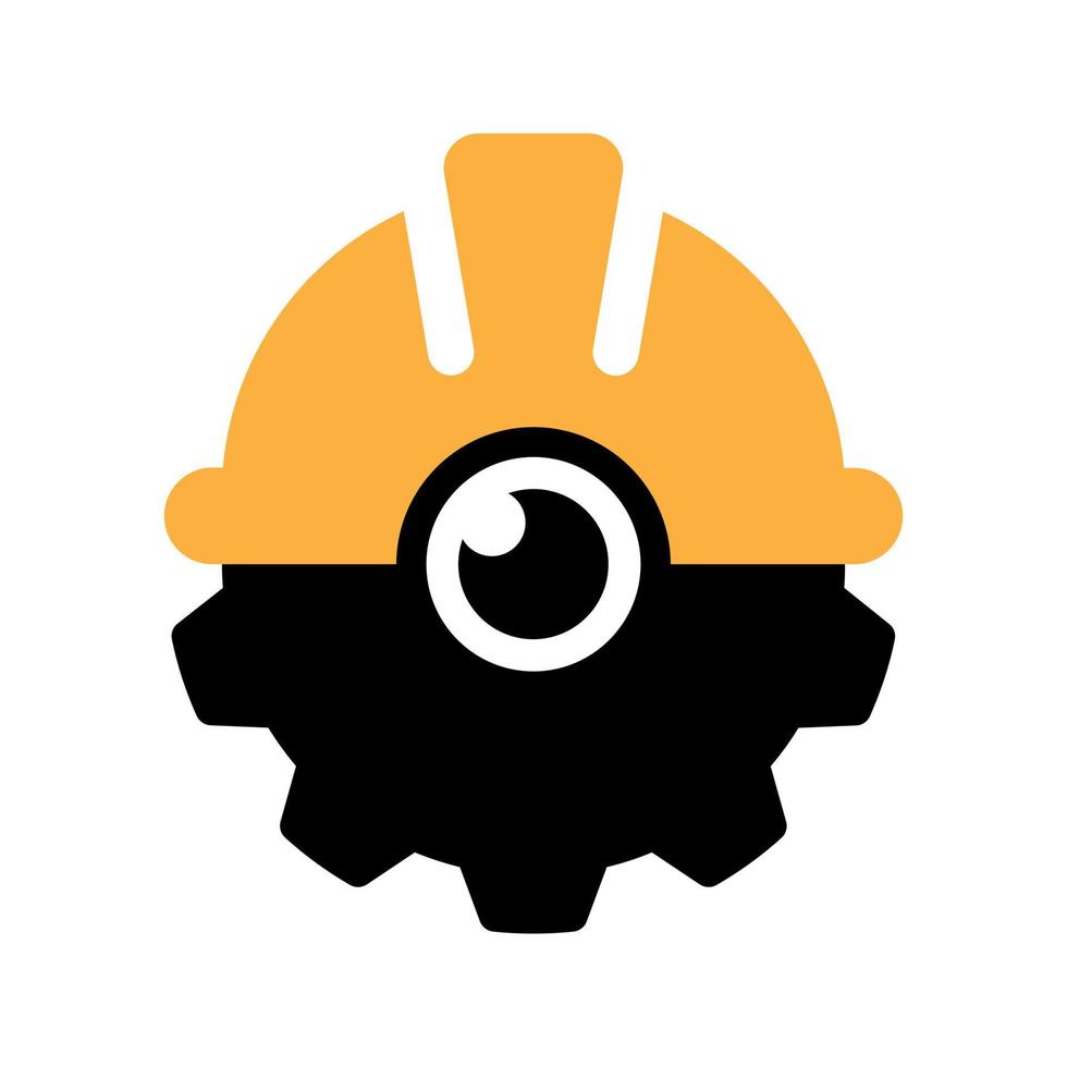 casque de construction et vecteur de conception de logo d'engrenage