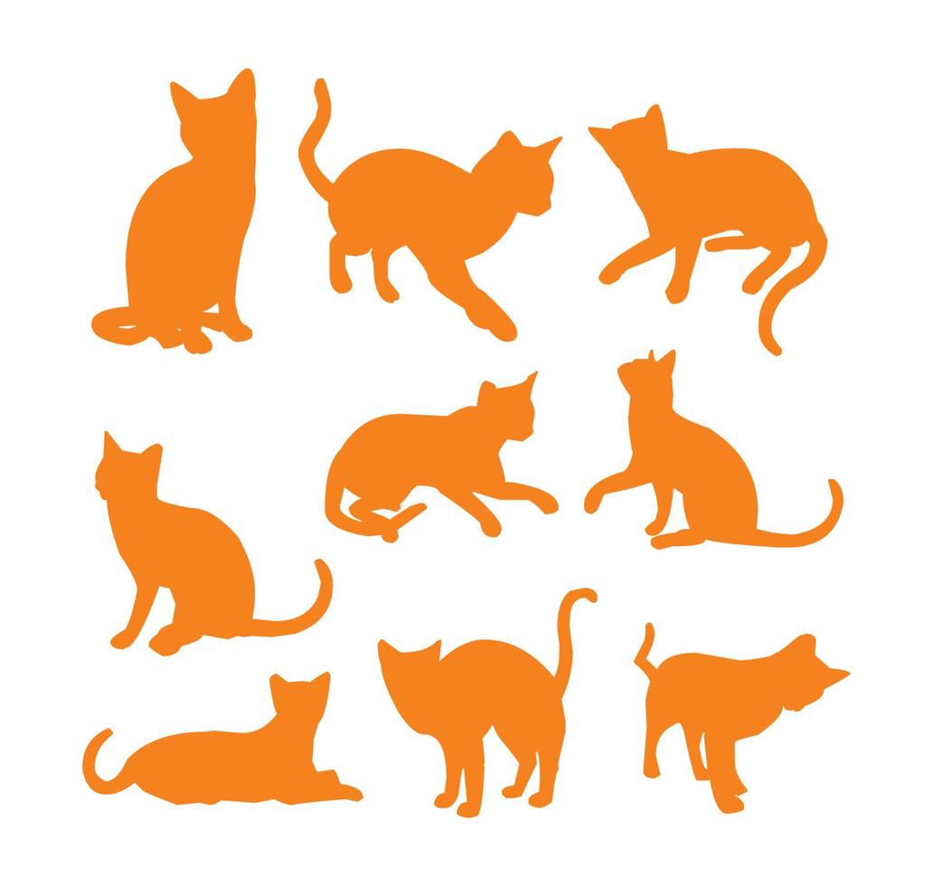 silhouettes de chat couleur modifiable vecteur