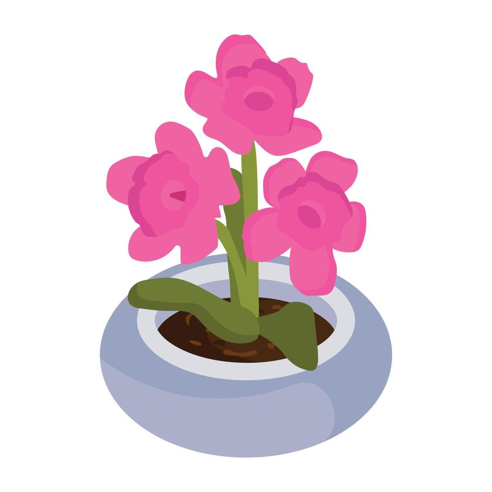 jetez un oeil à cette icône isométrique de pot de fleur vecteur