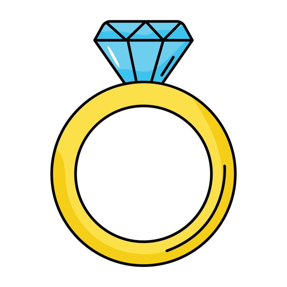 une icône plate accrocheuse de bague en diamant vecteur
