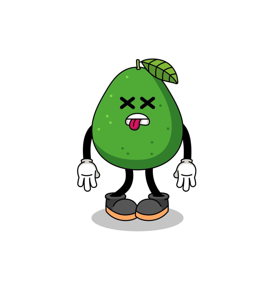 l'illustration de la mascotte de fruit d'avocat est morte vecteur