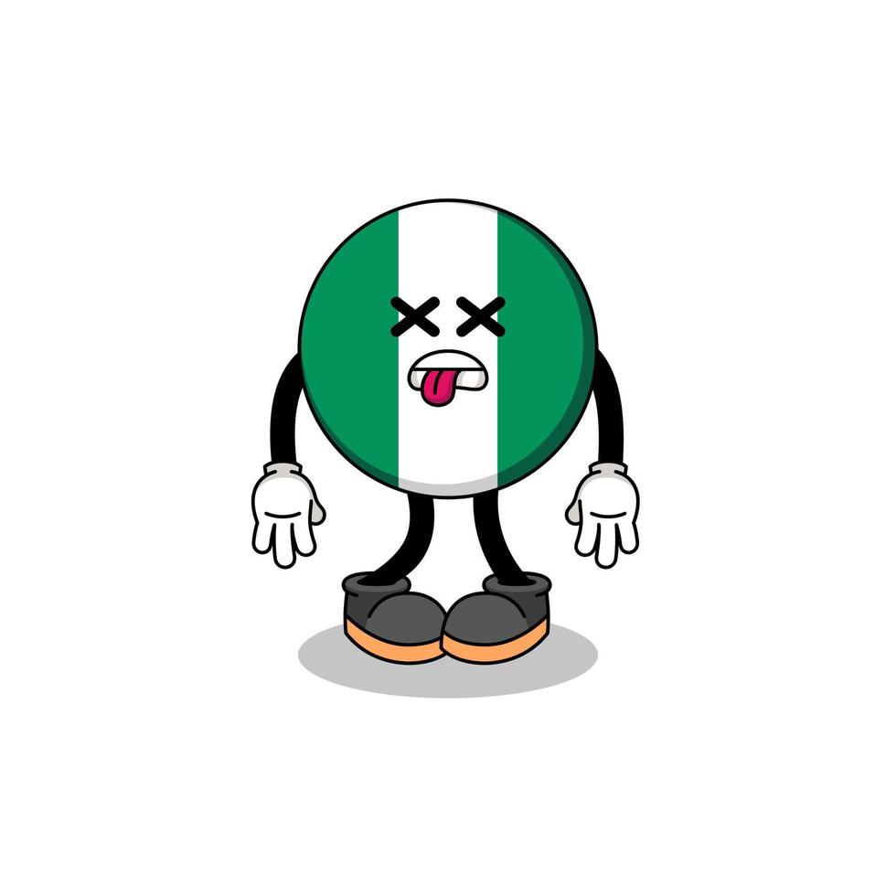 l'illustration de la mascotte du drapeau du nigeria est morte vecteur