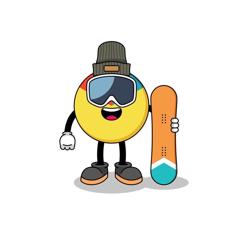 mascotte, dessin animé, de, graphique, snowboarder, joueur vecteur