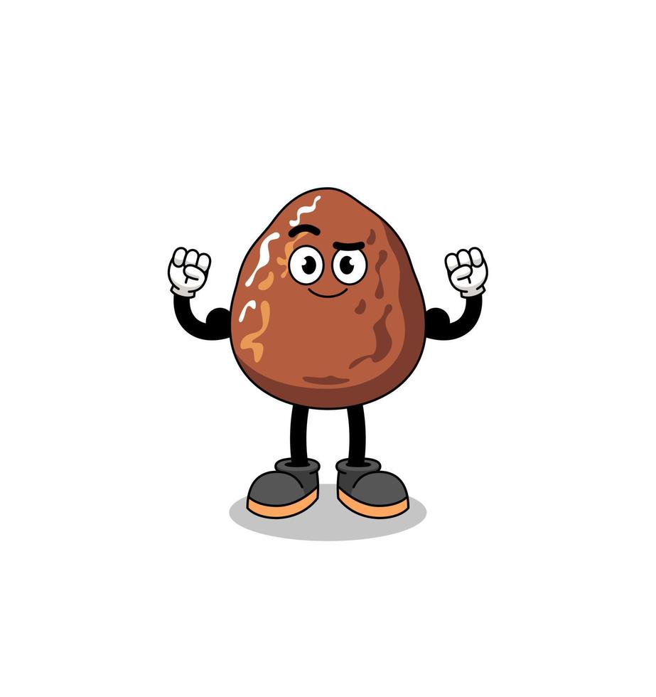 caricature de mascotte de fruit de datte posant avec muscle vecteur