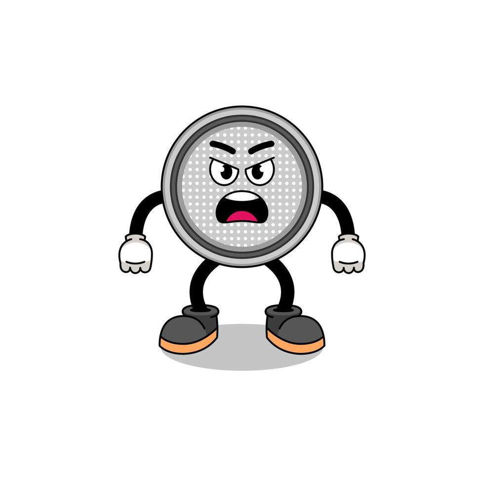 illustration de dessin animé de cellule bouton avec une expression de colère vecteur
