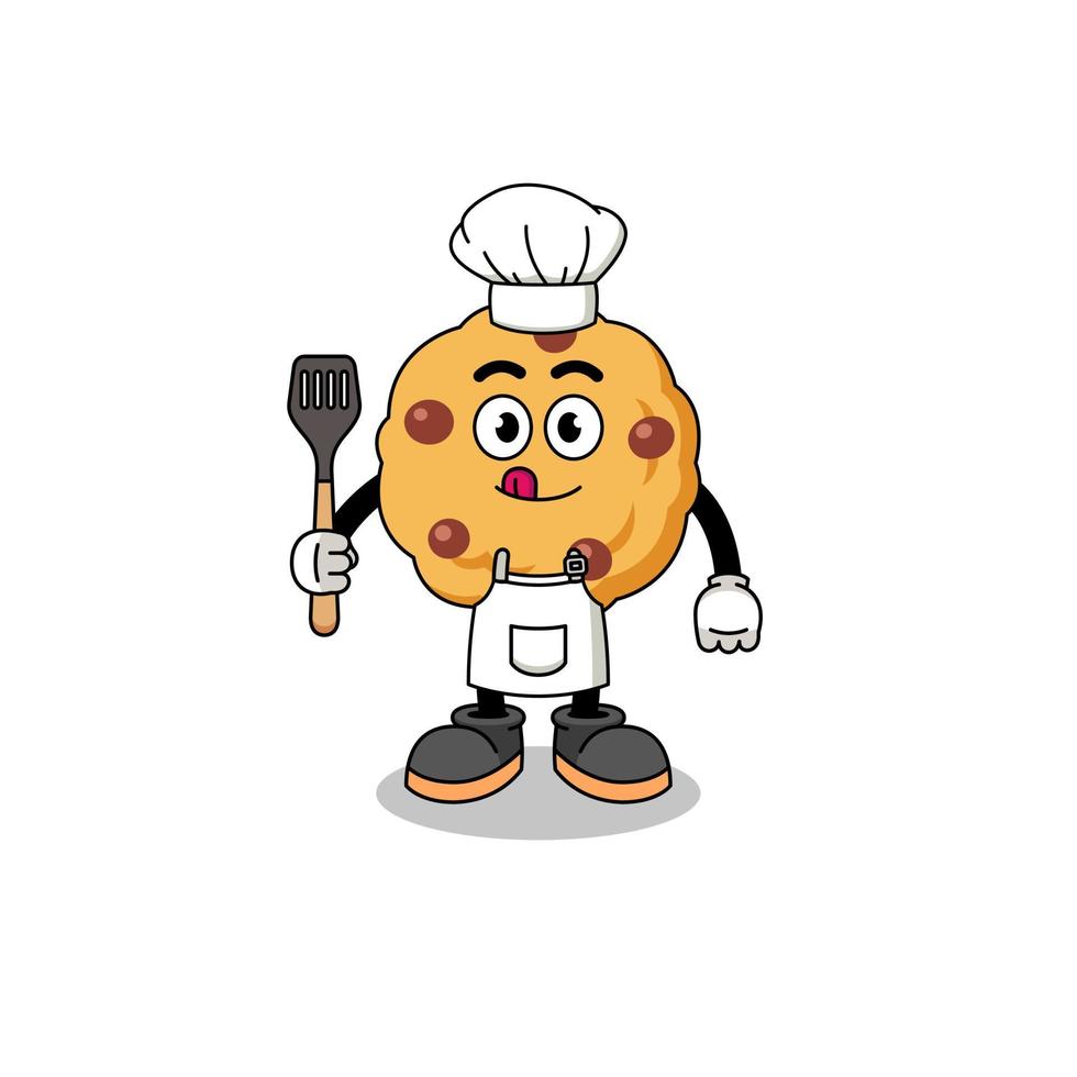 illustration de la mascotte du chef des biscuits aux pépites de chocolat vecteur