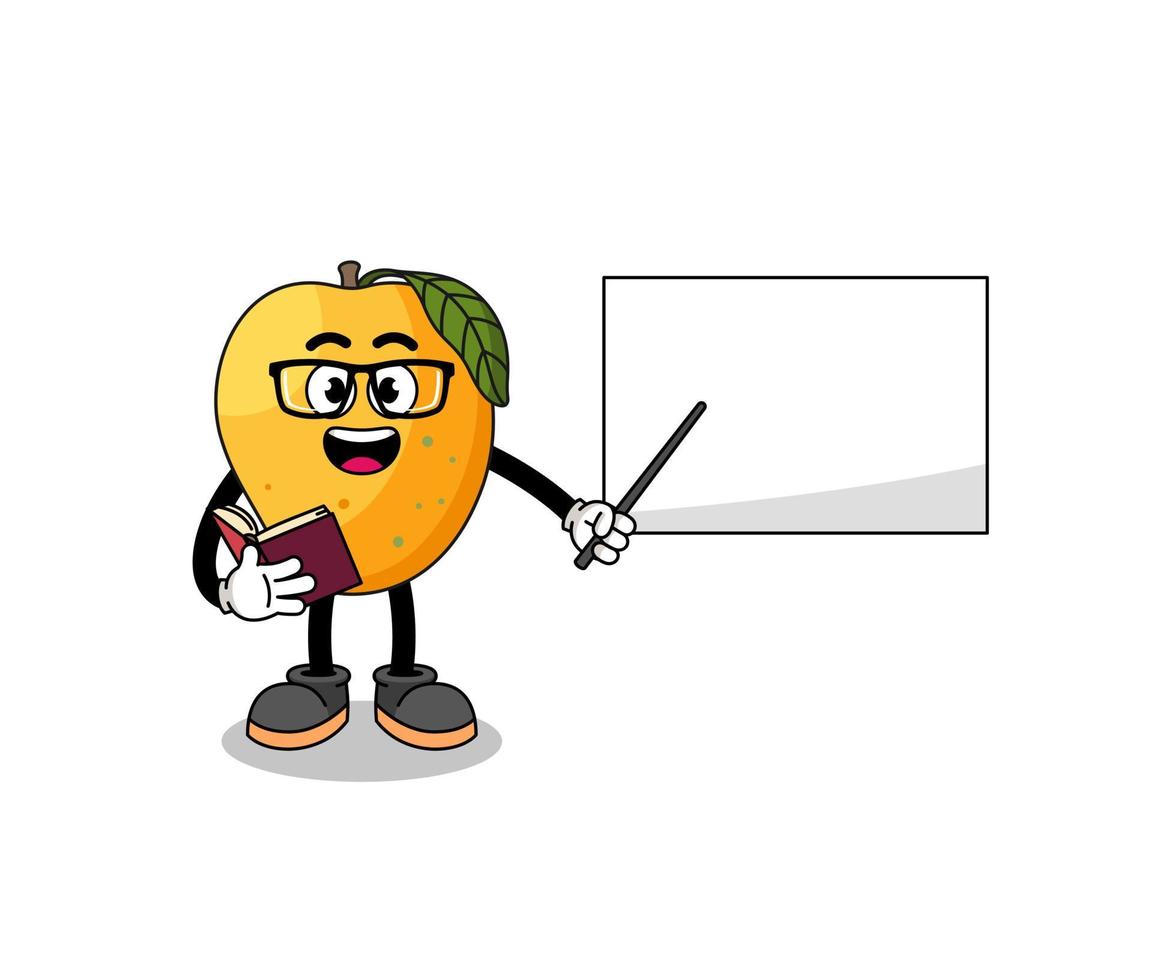 dessin animé de mascotte de professeur de mangue vecteur
