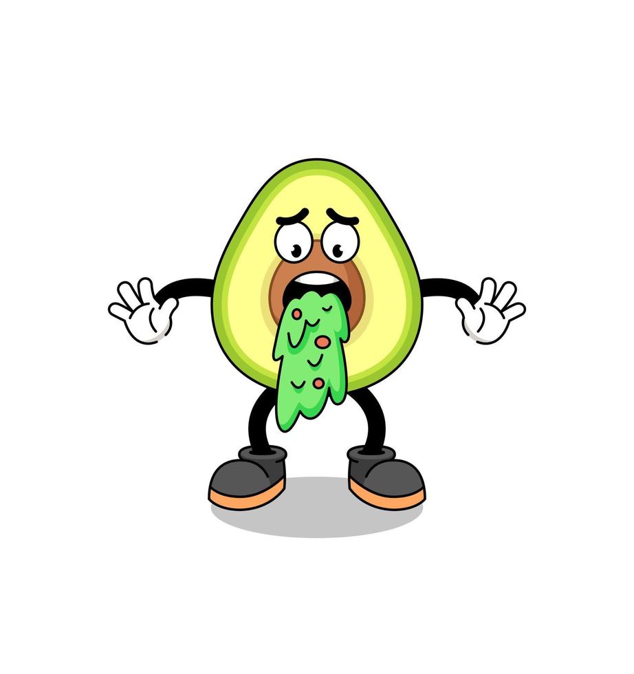 avocat, mascotte, dessin animé, vomissements vecteur