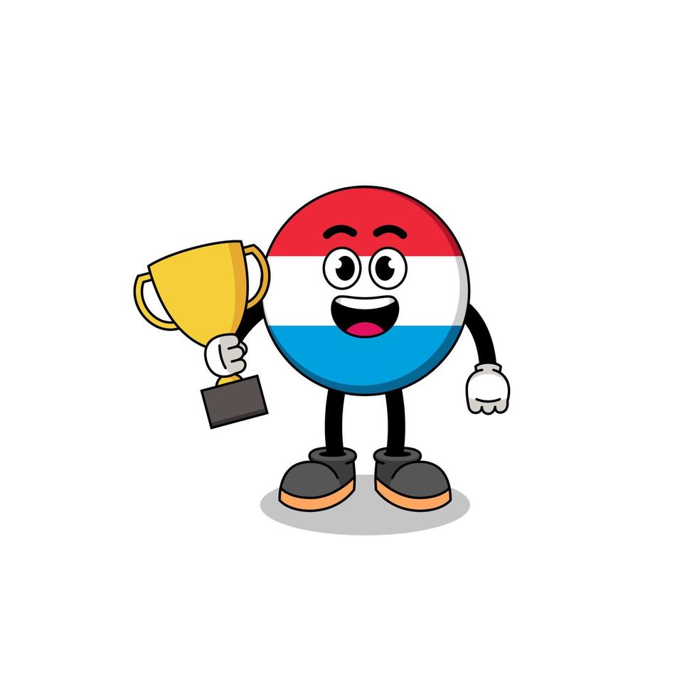 mascotte de dessin animé du luxembourg tenant un trophée vecteur