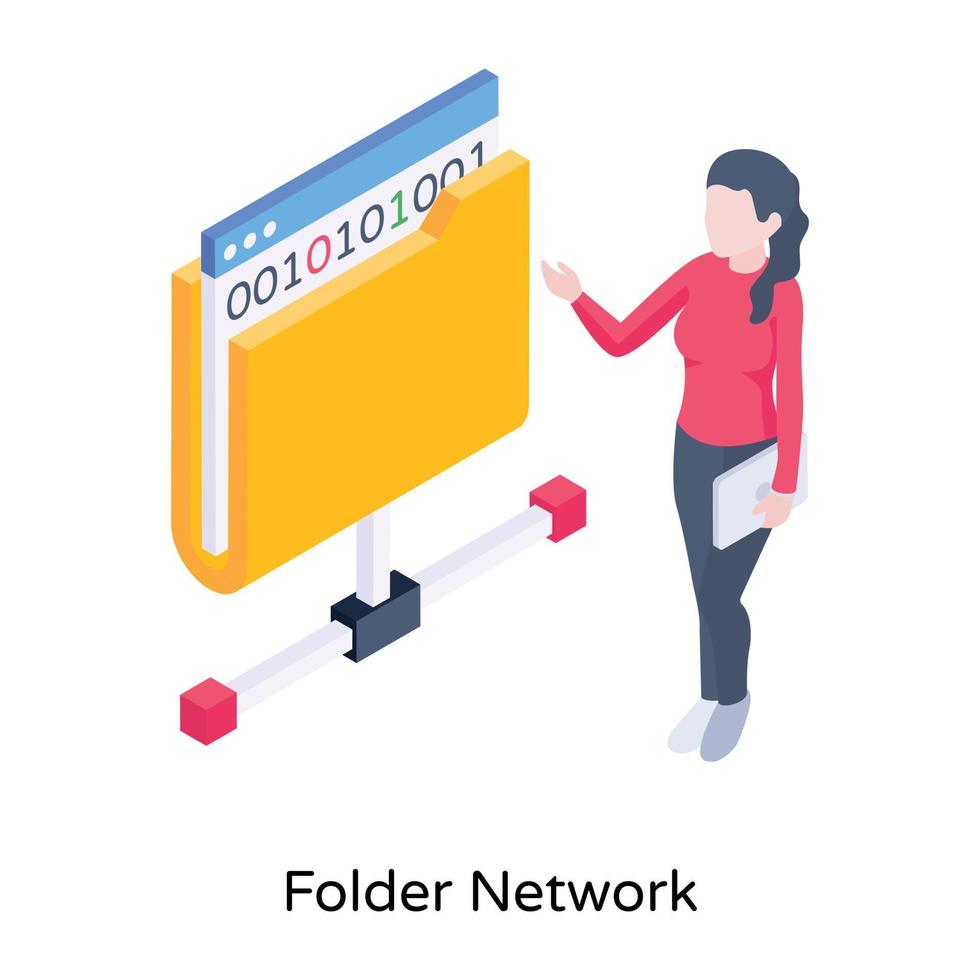 réseau de données, une icône isométrique du dossier partagé vecteur
