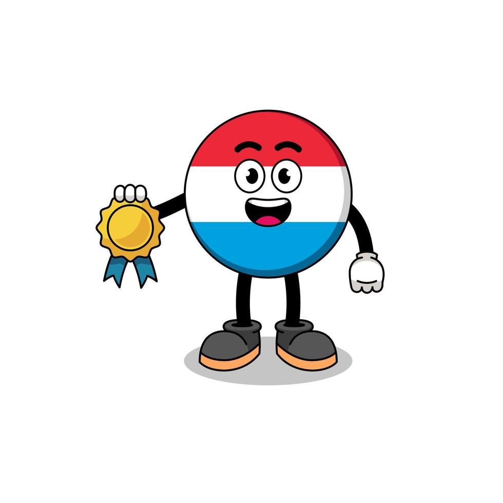 illustration de bande dessinée luxembourgeoise avec médaille de satisfaction garantie vecteur