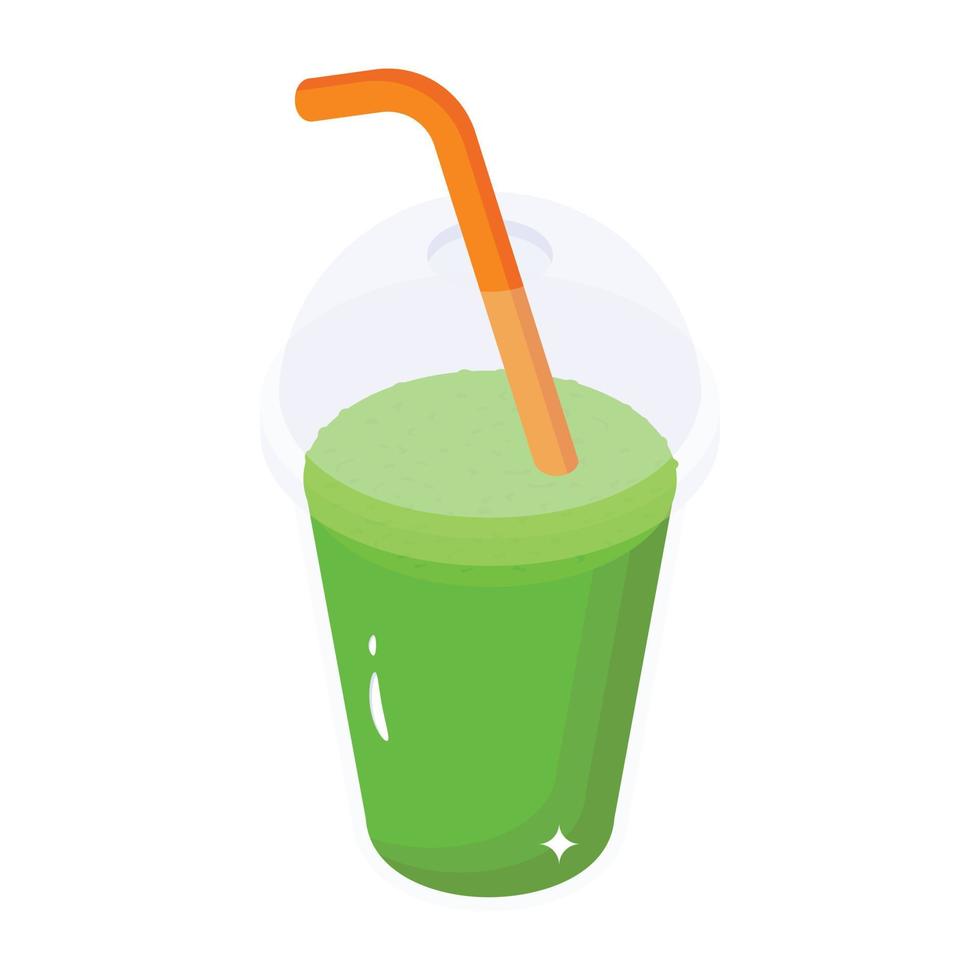 une icône isométrique à la mode de milkshake, boisson d'été vecteur