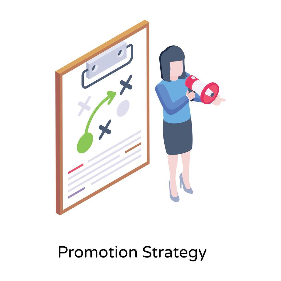 schéma de marketing, une icône isométrique de la stratégie de promotion vecteur