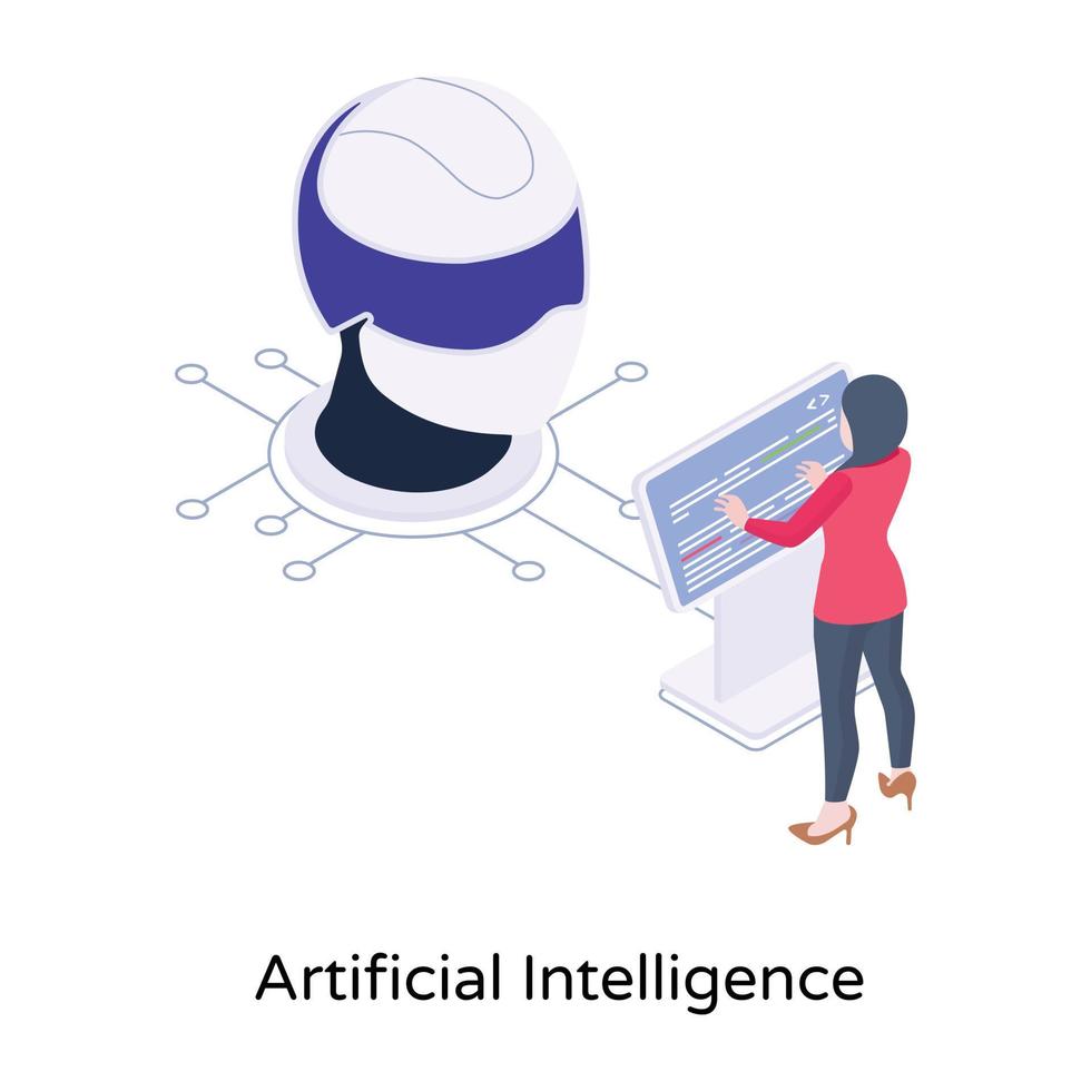 télécharger l'icône isométrique de l'intelligence artificielle, conception vectorielle vecteur