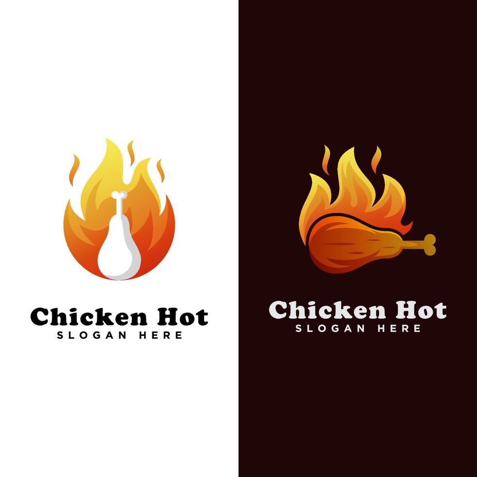 logo de plats chauds au poulet, logo de poulet grillé, modèle de logo de rôti de poulet vecteur