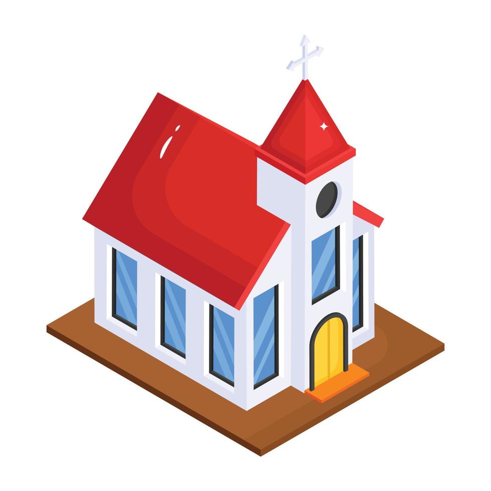 une icône isométrique captivante de l'église vecteur