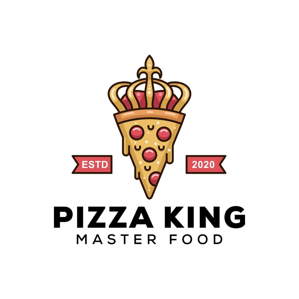 roi de la pizza moderne pour le modèle de vecteur de conception de logo de nourriture d'affaires