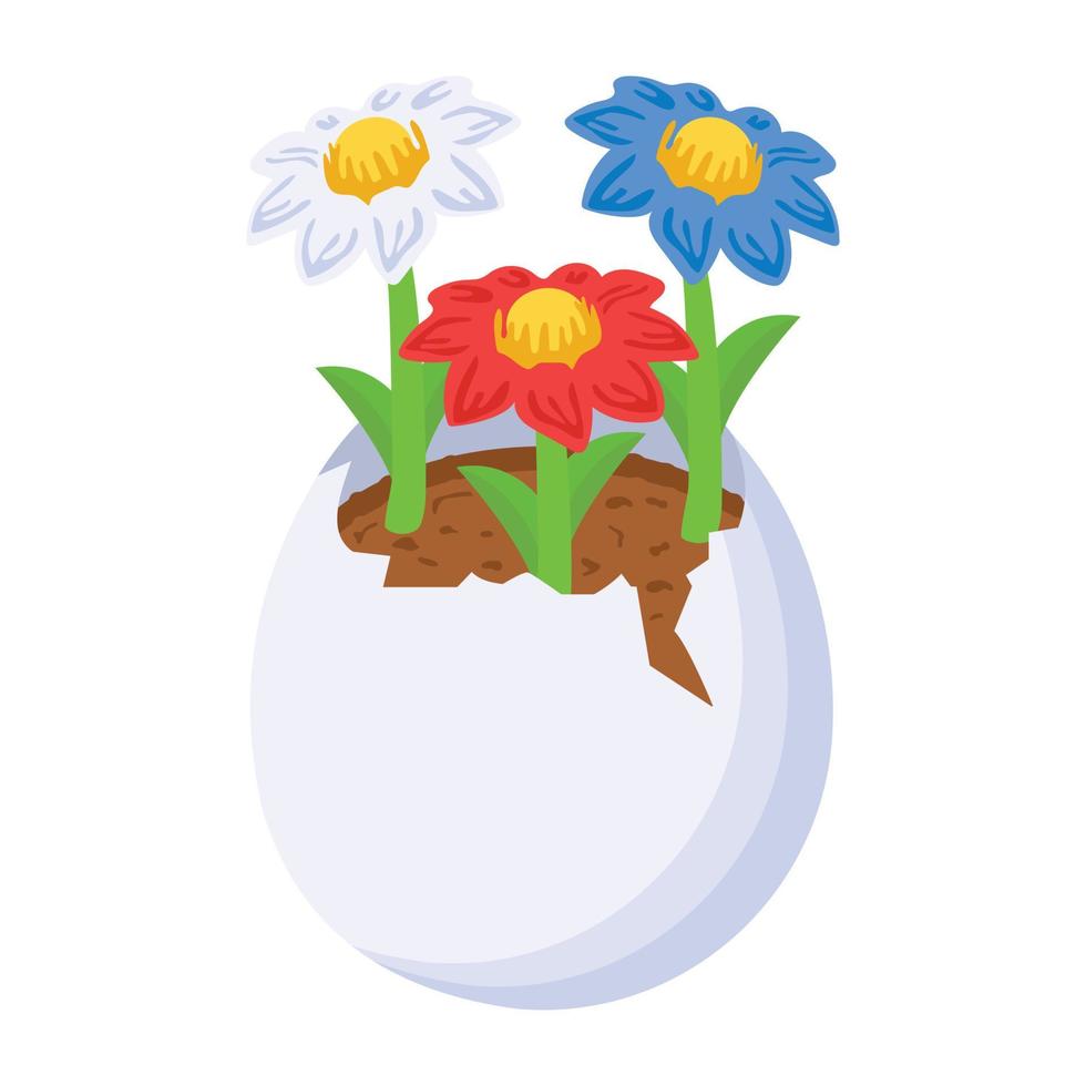 une icône isométrique visuellement attrayante de vase à fleurs vecteur