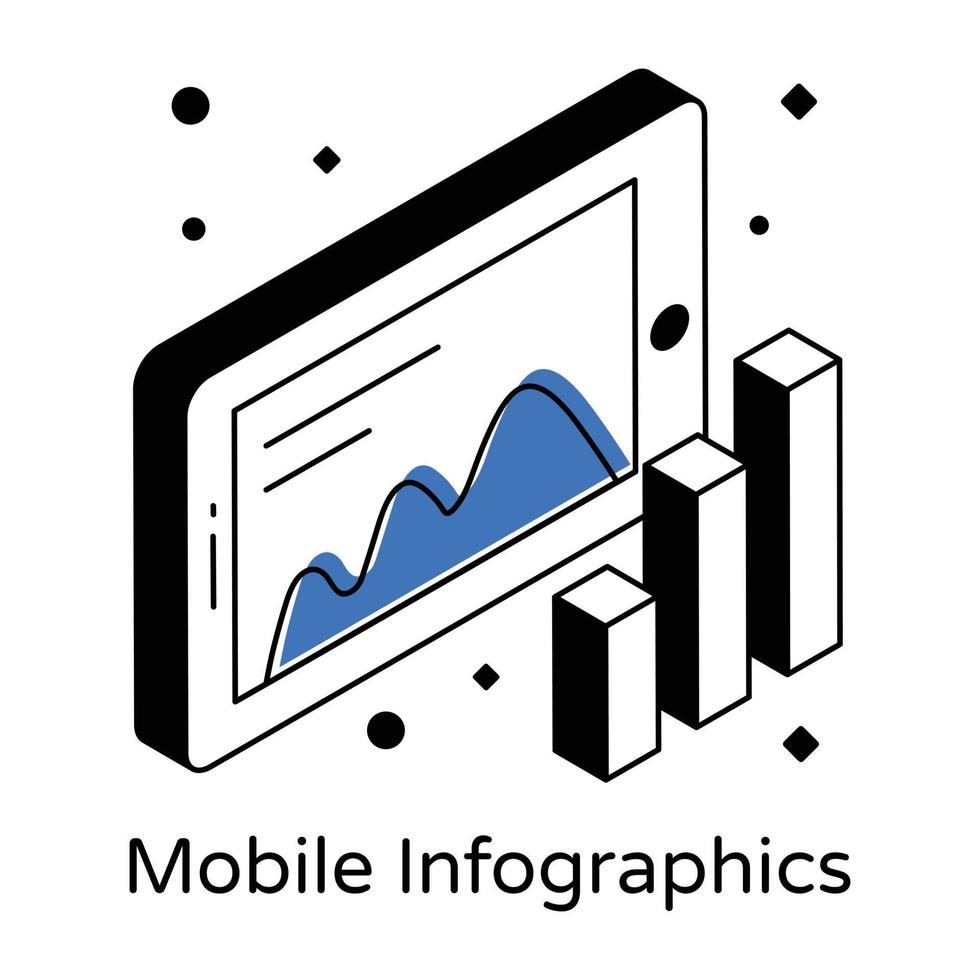 icône isométrique premium d'infographie mobile vecteur