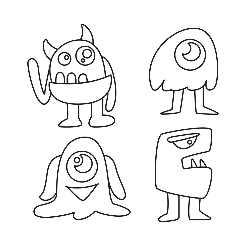 dessin au trait de personnage de monstre de dessin animé doodle vecteur