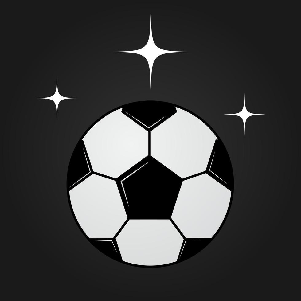 ballon de football sur fond sombre avec des étoiles scintillantes. univers du concept de football. vie saine, sport et activités dans le monde. illustration vectorielle de fond magique. vecteur