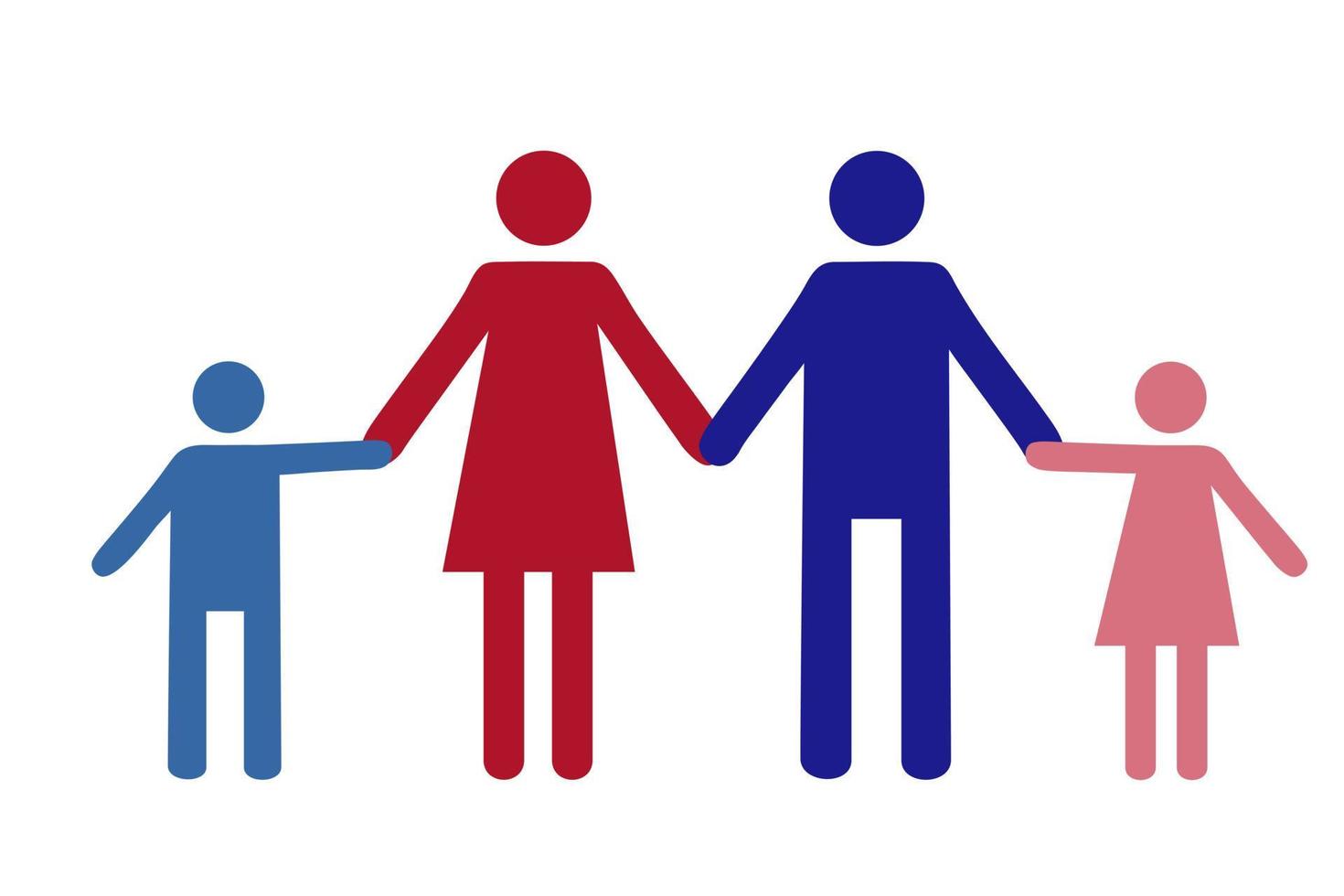 pictogramme de personnes. icône plate famille moderne. père, mère et enfants se tenant la main. icône de confiance, d'amitié et de soutien mutuel pour les modèles et la conception de sites Web vecteur